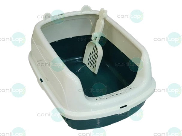 Bandeja de Arena Caja Gato Arenero con Lados Altos, Borde Extraíble y Pala de 50 cm