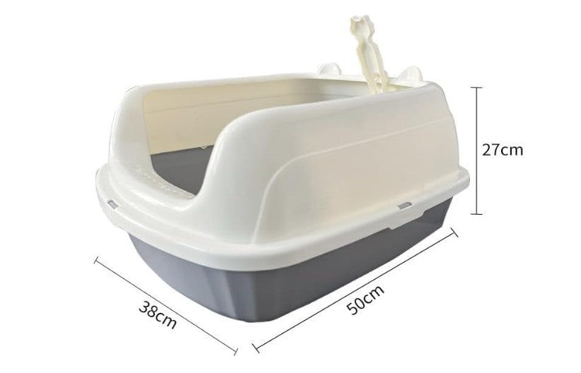 Bandeja de Arena Caja Gato Arenero con Lados Altos, Borde Extraíble y Pala de 50 cm