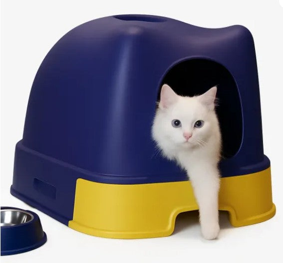 Arenero Caja Gato Arenero con Lados Altos, Borde Extraíble y Pala de 50 cm