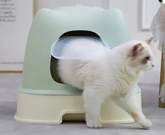 Arenero Caja Gato Arenero con Lados Altos, Borde Extraíble y Pala de 50 cm