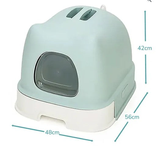 Arenero Caja Gato Arenero con Lados Altos, Borde Extraíble y Pala de 50 cm