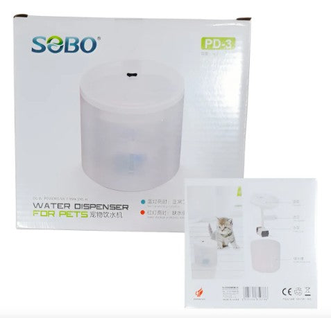 Bebedero fuente de agua para mascotas, comedero y bebedero, dispensador de agua eléctrico automático inalámbrico con doble filtro para perros, gatos y cachorros Sobo Mod. PD-3