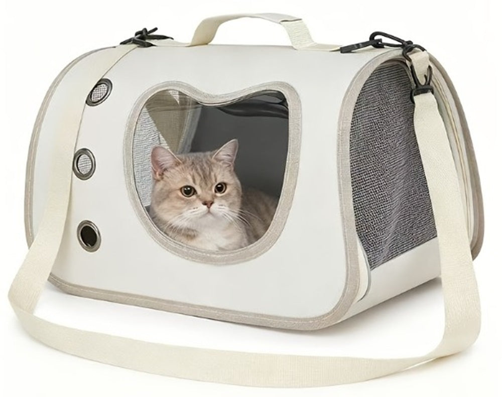 Bolsa transportadora portátil para mascotas para gatos y perros pequeños malla lateral respirable