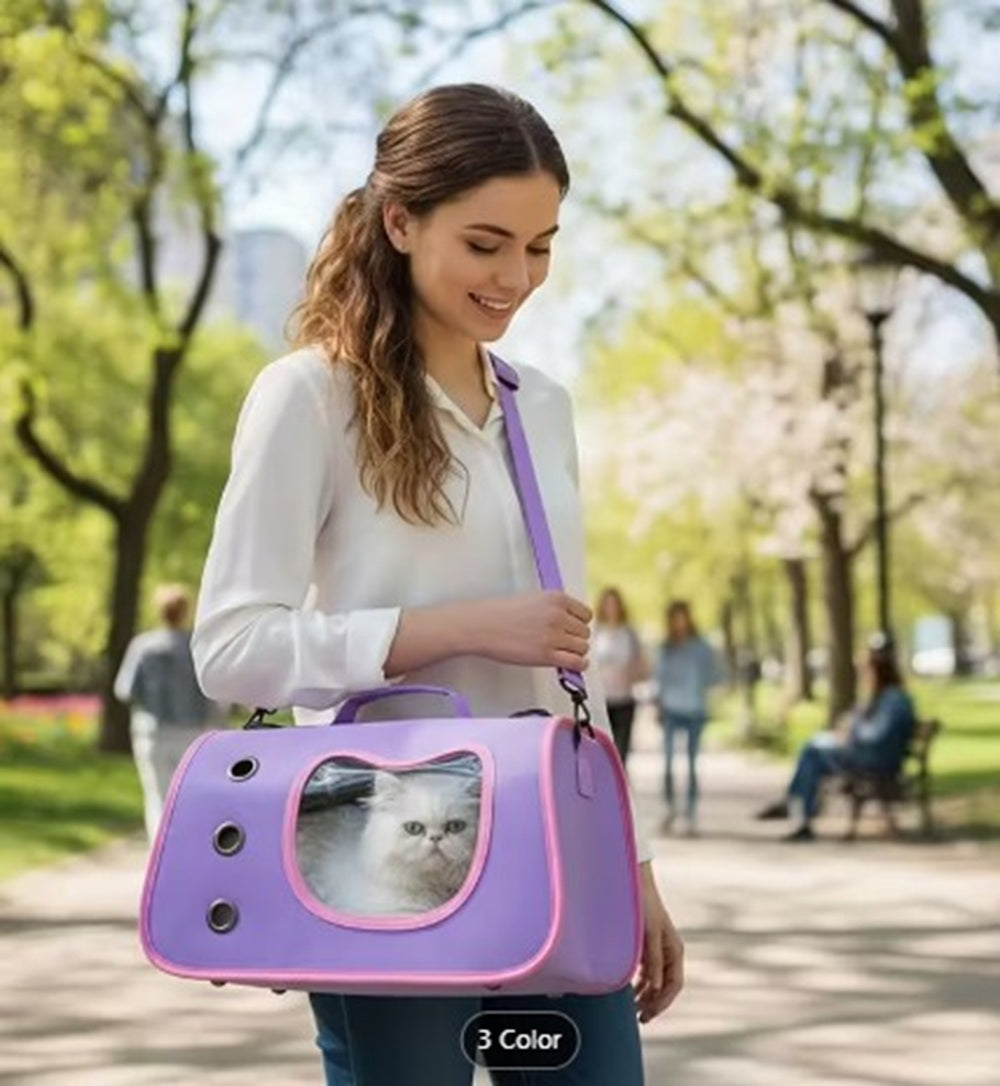 Bolsa transportadora portátil para mascotas para gatos y perros pequeños malla lateral respirable
