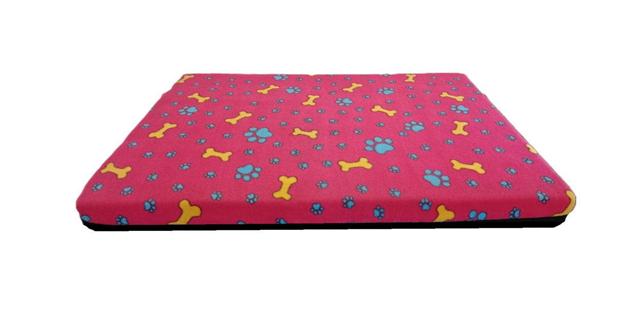 Colchoneta Cama Polar Talla M Para Perro Gato Azul Rosado de 72x52x5 Cm
