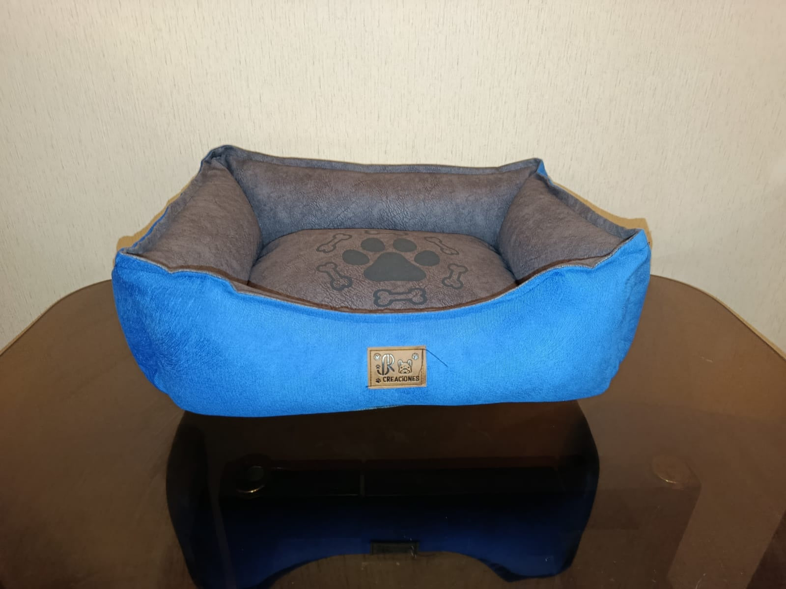 Cama cuadrada gruesa de 50 cm color azul