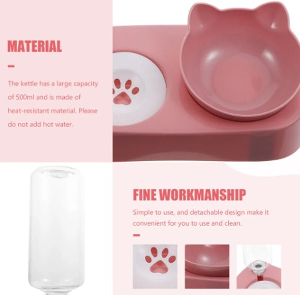 Comedero y Bebedero Mascotas: Set de Alimentación para Gato