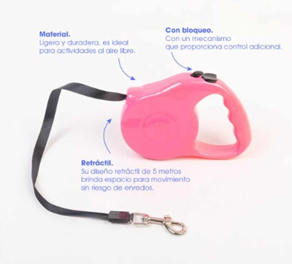 Correa Soga Retráctil De 5 Metros Perros Mascotas