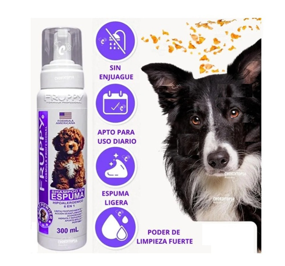ESPUMA SHAMPOO FRUPPY HIPOALERGENICO GATOS x 300 ML