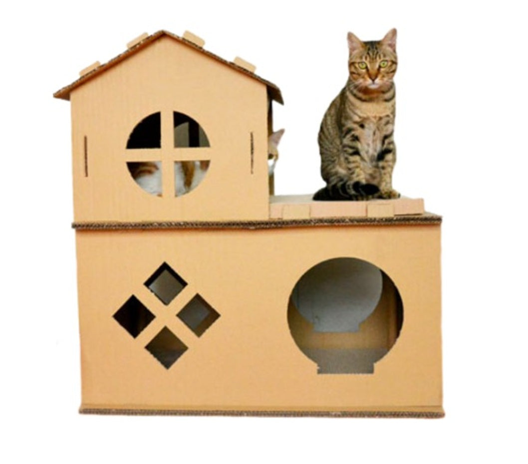 RASCADOR PARA GATOS CASA DUPLEX GRANDE MOD. IC-0075-2  DE 76 CM