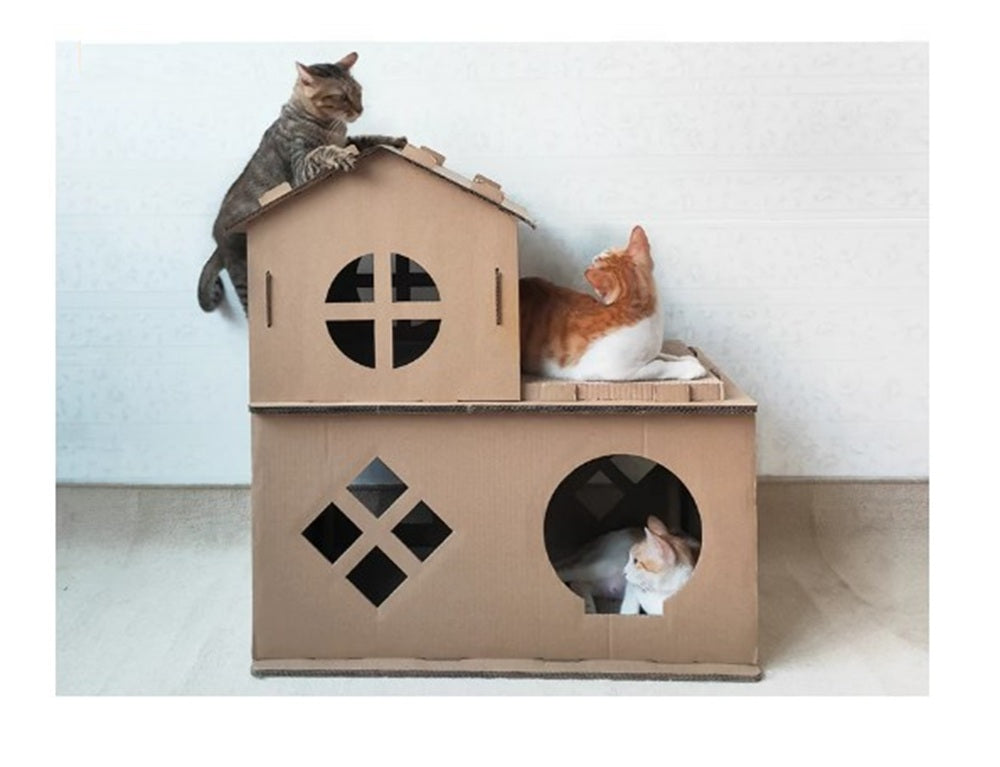 RASCADOR PARA GATOS CASA DUPLEX GRANDE MOD. IC-0075-2  DE 76 CM