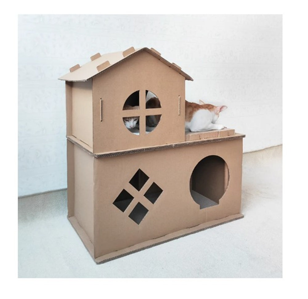 RASCADOR PARA GATOS CASA DUPLEX GRANDE MOD. IC-0075-2  DE 76 CM