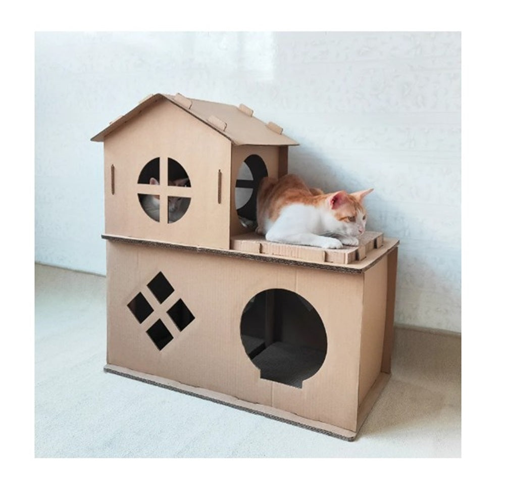 RASCADOR PARA GATOS CASA DUPLEX GRANDE MOD. IC-0075-2  DE 76 CM