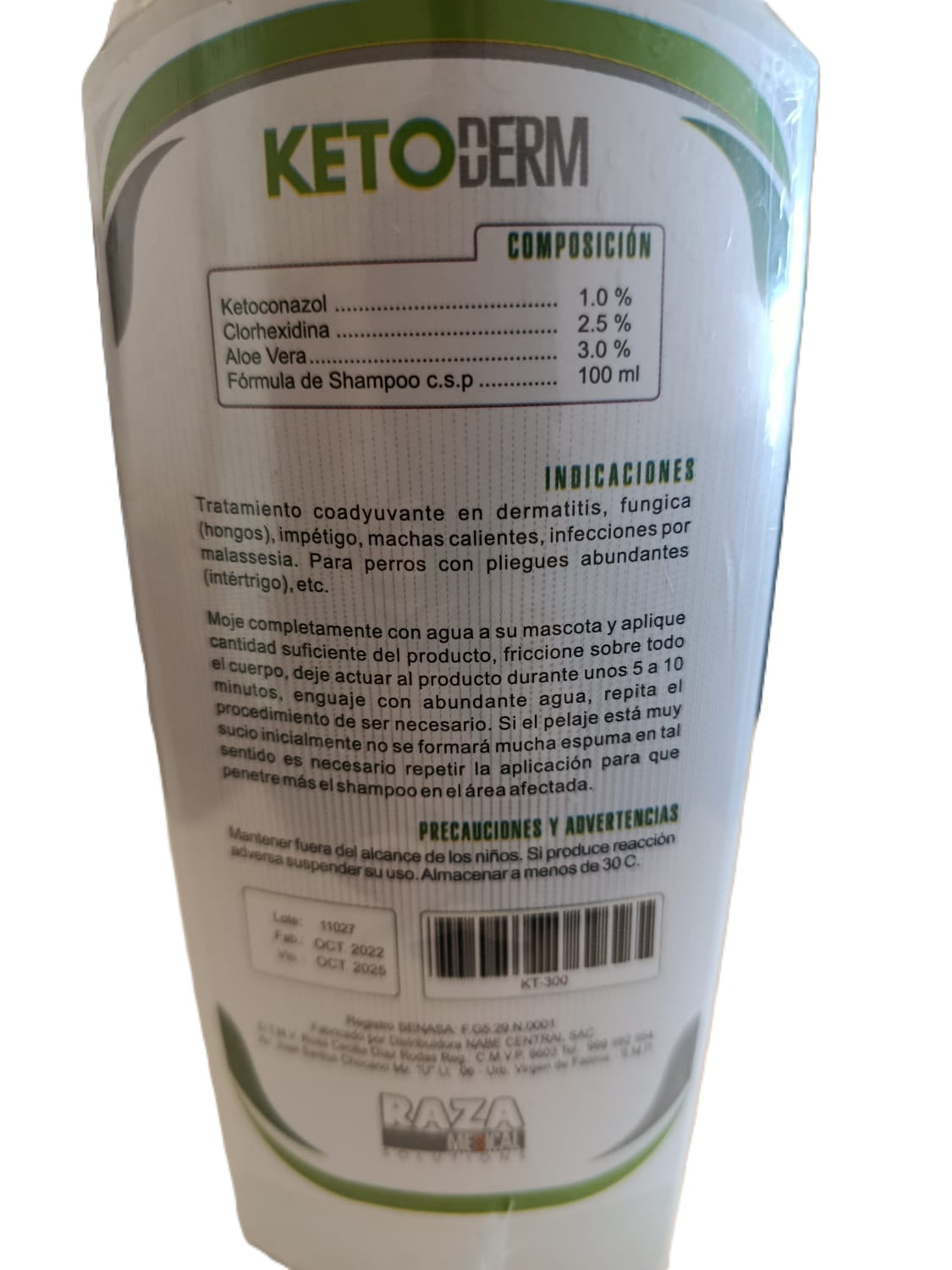 SHAMPOO KETODERM RAZA MEDICAL SOLUTIONS MEDICADO KETOCONAZOL ALOE DE 300 ML (Copia)
