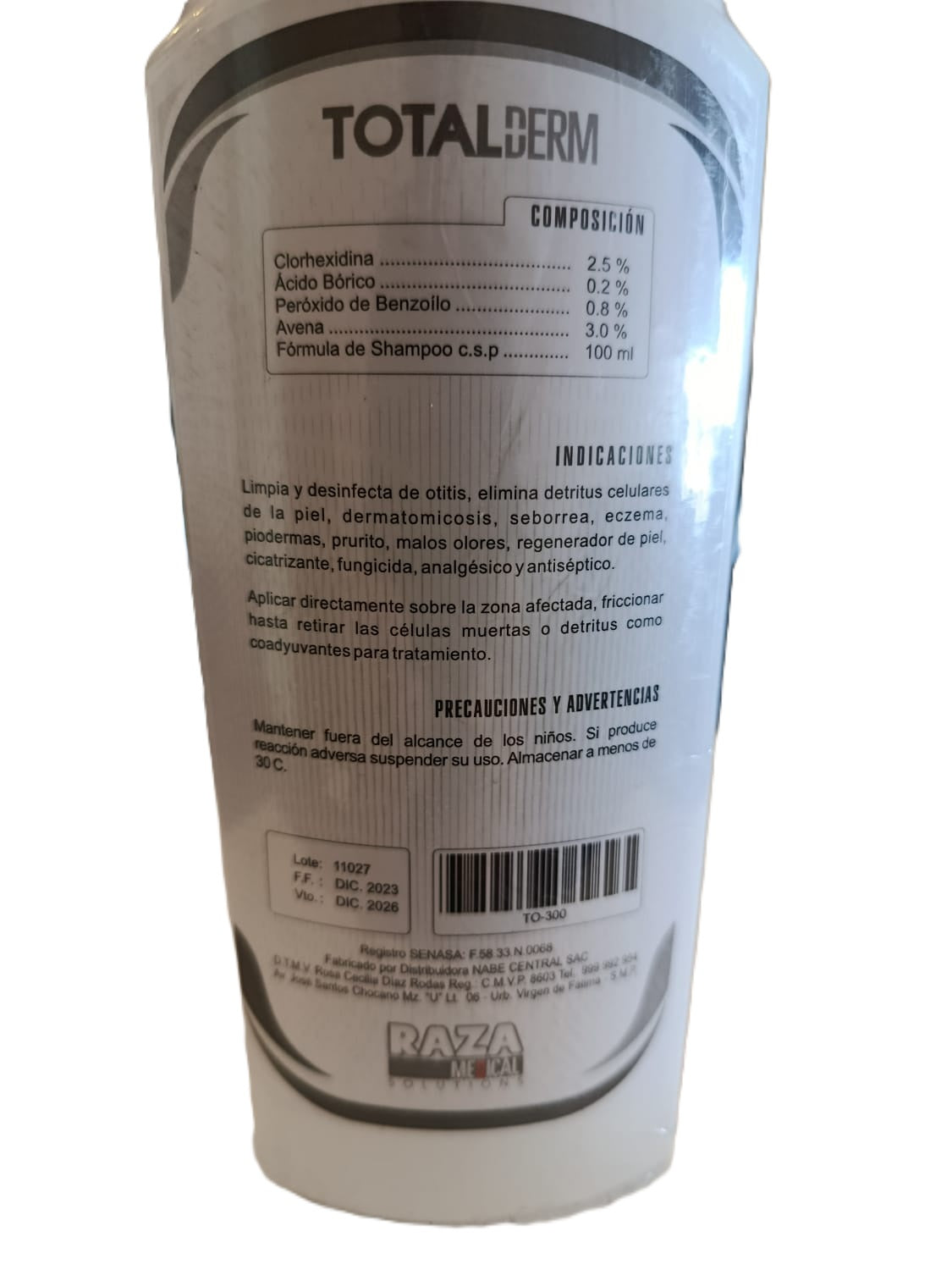SHAMPOO TOTALDERM RAZA MEDICAL SOLUTIONS MEDICADO DE 300 ML